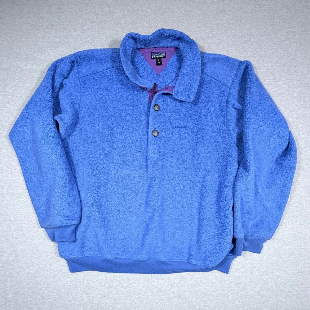 Patagonia Vintage Synchilla Fleece Pullover Blue Purple Made USA Large